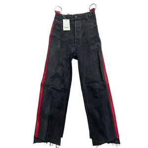 Vetements x Levi’s Reworked Black Button Fly Jeans Leather Side stripe Sz XS